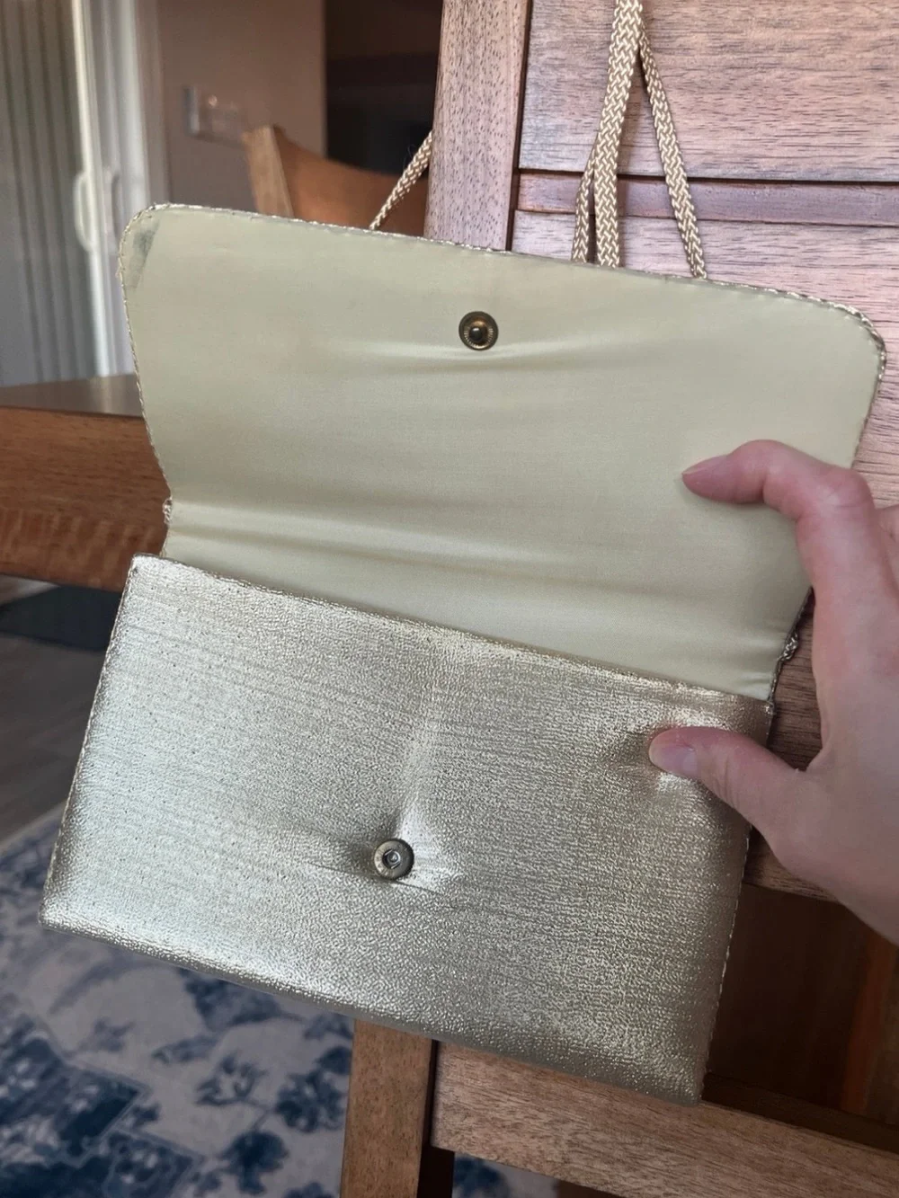 La Regale LTD. Gold Clutch with Strap